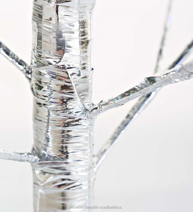 Houseware Plow & Hearth Indoor/Outdoor Silver Metallic Tree with Dual-Function Lights NFLB1672