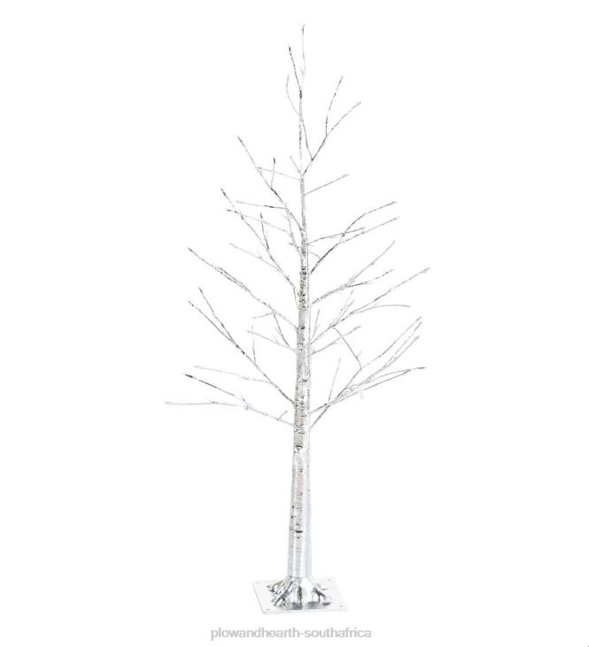 Houseware Plow & Hearth Indoor/Outdoor Silver Metallic Tree with Dual-Function Lights NFLB1672