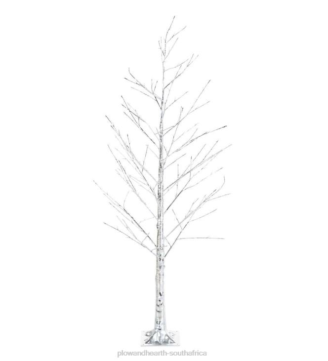 Houseware Plow & Hearth Indoor/Outdoor Silver Metallic Tree with Dual-Function Lights NFLB1672