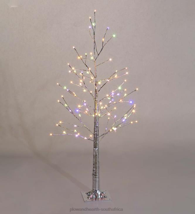 Houseware Plow & Hearth Indoor/Outdoor Silver Metallic Tree with Dual-Function Lights NFLB1672