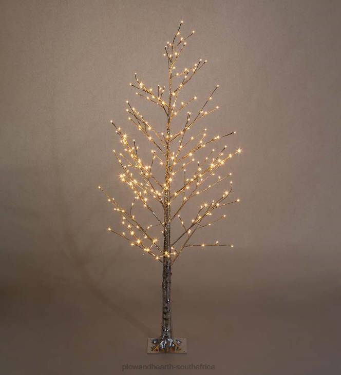 Houseware Plow & Hearth Indoor/Outdoor Silver Metallic Tree with Dual-Function Lights NFLB1672