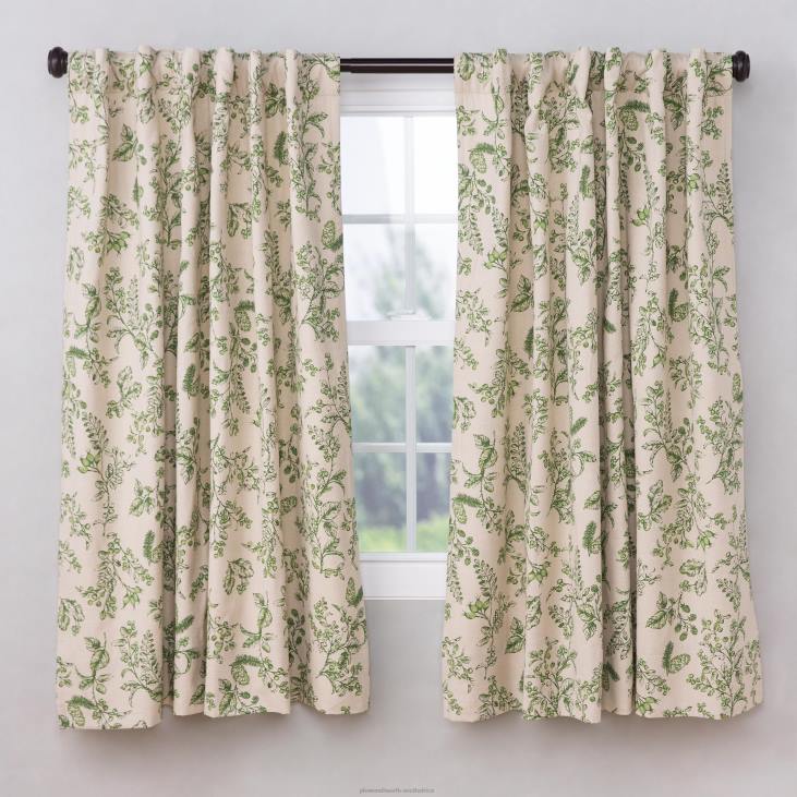 Houseware Plow & Hearth Botanical Toile Insulated Double-Lined Cotton Curtain Panel with Rod Pocket NFLB2558