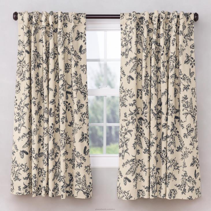 Houseware Plow & Hearth Botanical Toile Insulated Double-Lined Cotton Curtain Panel with Rod Pocket NFLB2558