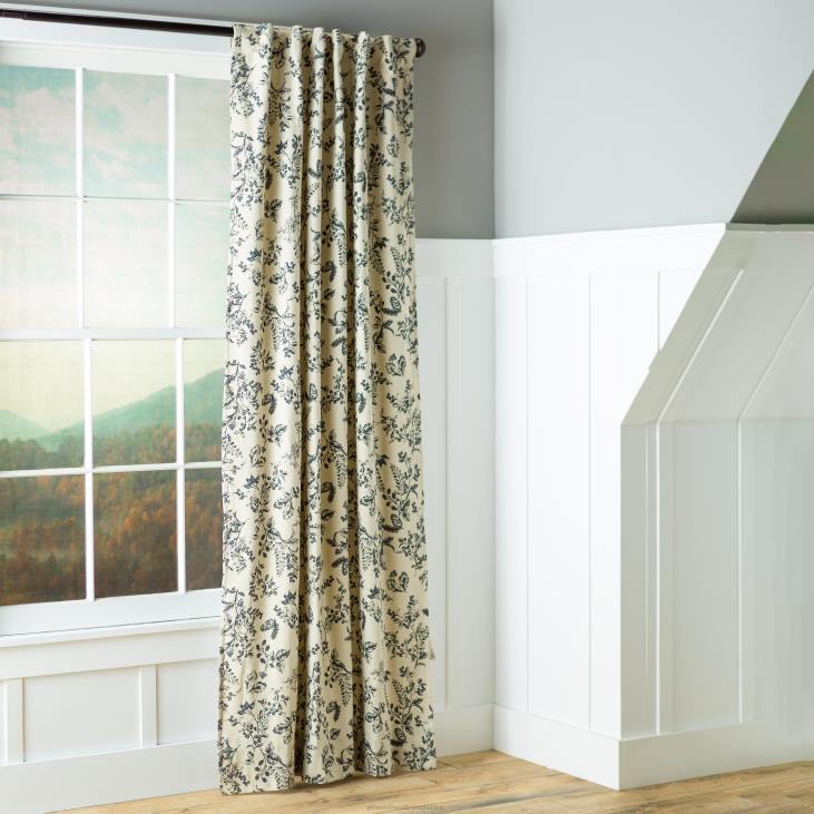 Houseware Plow & Hearth Botanical Toile Insulated Double-Lined Cotton Curtain Panel with Rod Pocket NFLB2558