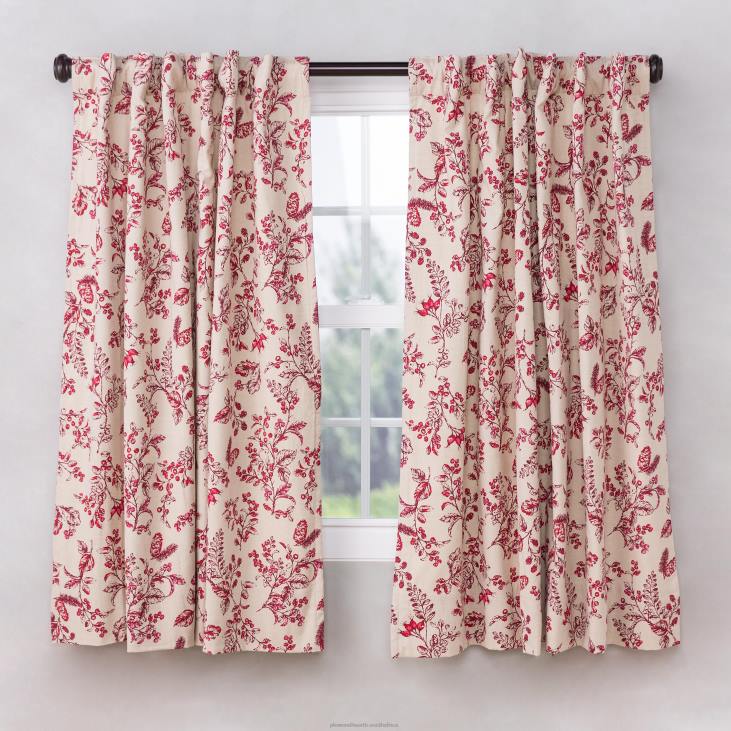 Houseware Plow & Hearth Botanical Toile Insulated Double-Lined Cotton Curtain Panel with Rod Pocket NFLB2558