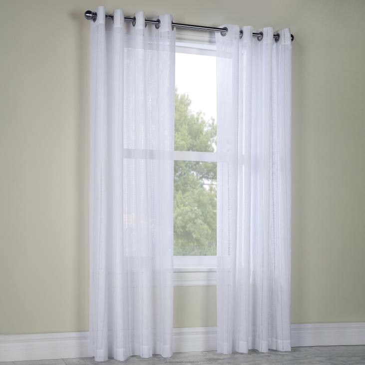 Houseware Plow & Hearth Brielle Stripe Grommet Top Sheer Panel - White - 52x 95NFLB2617