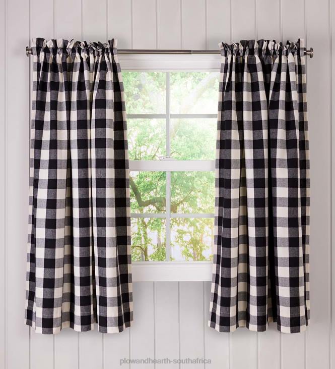 Houseware Plow & Hearth Buffalo Check Rod-Pocket Cotton Curtain Pairs NFLB2554