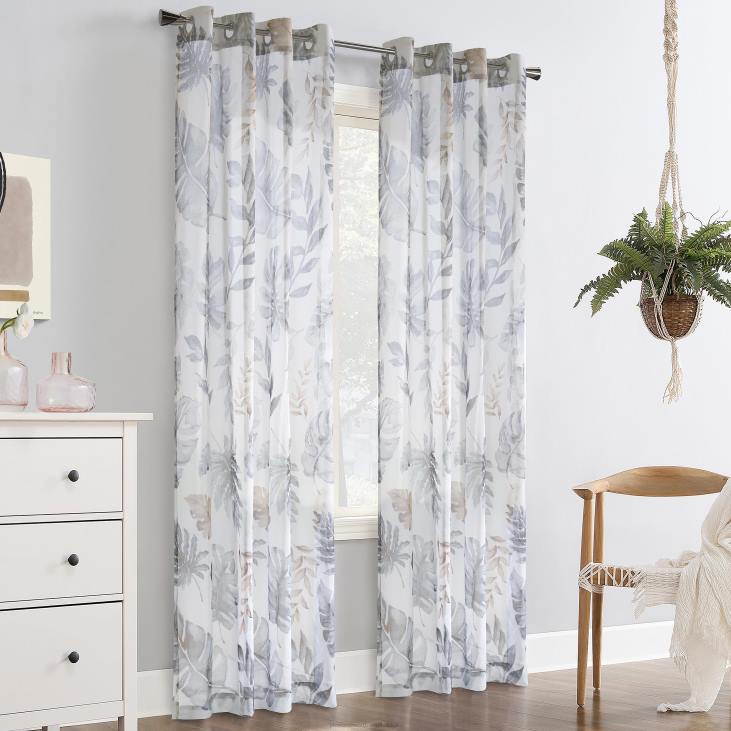 Houseware Plow & Hearth Ella Floral Grommet Top Sheer Panel - Taupe - 52x 84NFLB2601