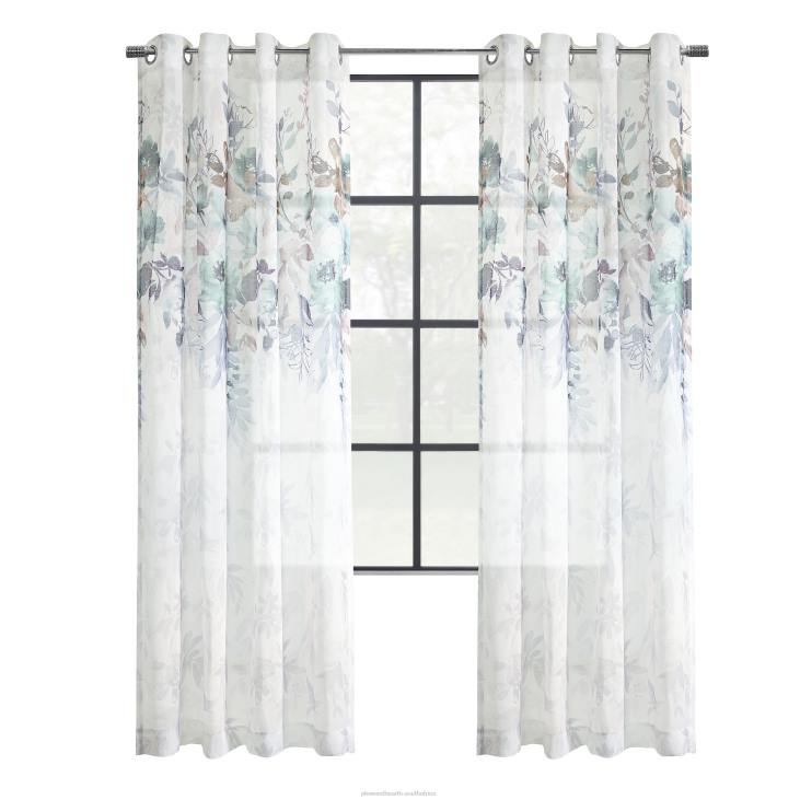Houseware Plow & Hearth Flora Grommet Top Semi-Sheer Panel - Spa Green - 52x 84NFLB2596