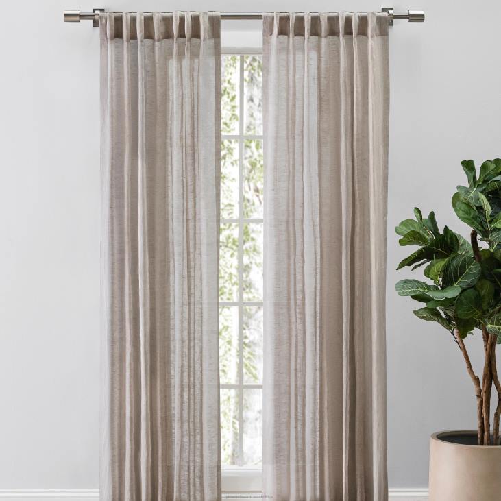 Houseware Plow & Hearth Gabriela Sheer Linen Rod Pocket/Back Tab Panel - Oatmeal - 48x 120NFLB2595