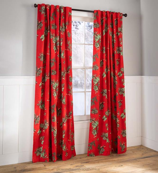 Houseware Plow & Hearth Holiday Peaceful Pine Rod Pocket/Back Tab Curtains NFLB2561