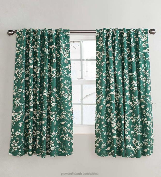 Houseware Plow & Hearth Homespun Insulated Floral Damask Short Panel with Rod Pocket NFLB2573