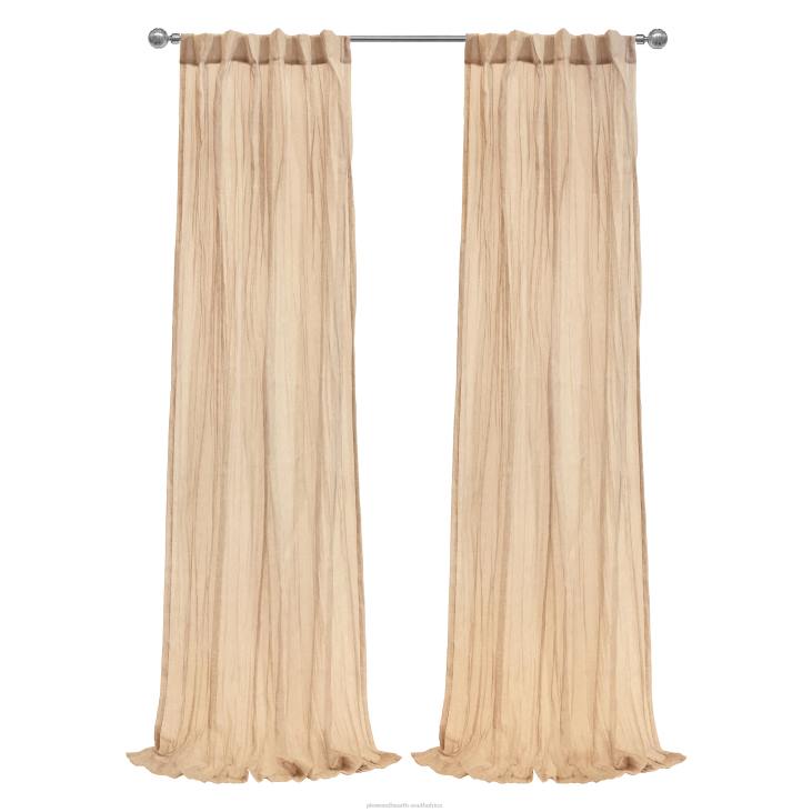 Houseware Plow & Hearth Layla Back Tab/Rod Pocket Crushed Pleated Sheer Panel - Apricot - 52x 108NFLB2606