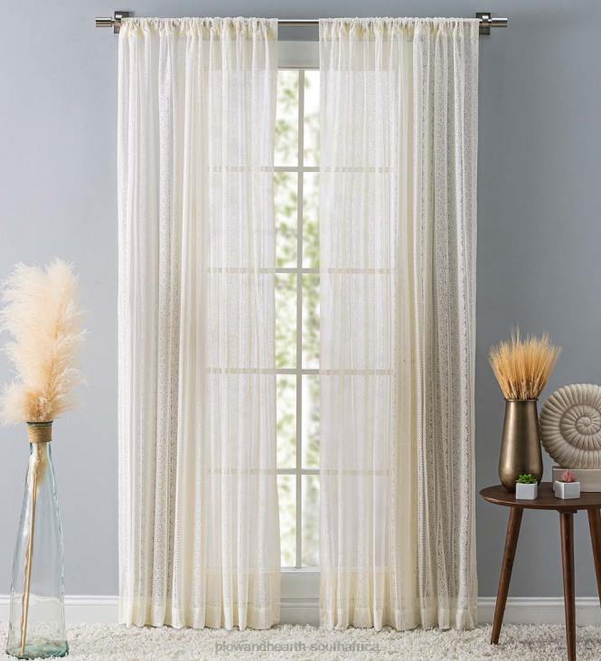Houseware Plow & Hearth Medallion Stripe Lace Curtains NFLB2615