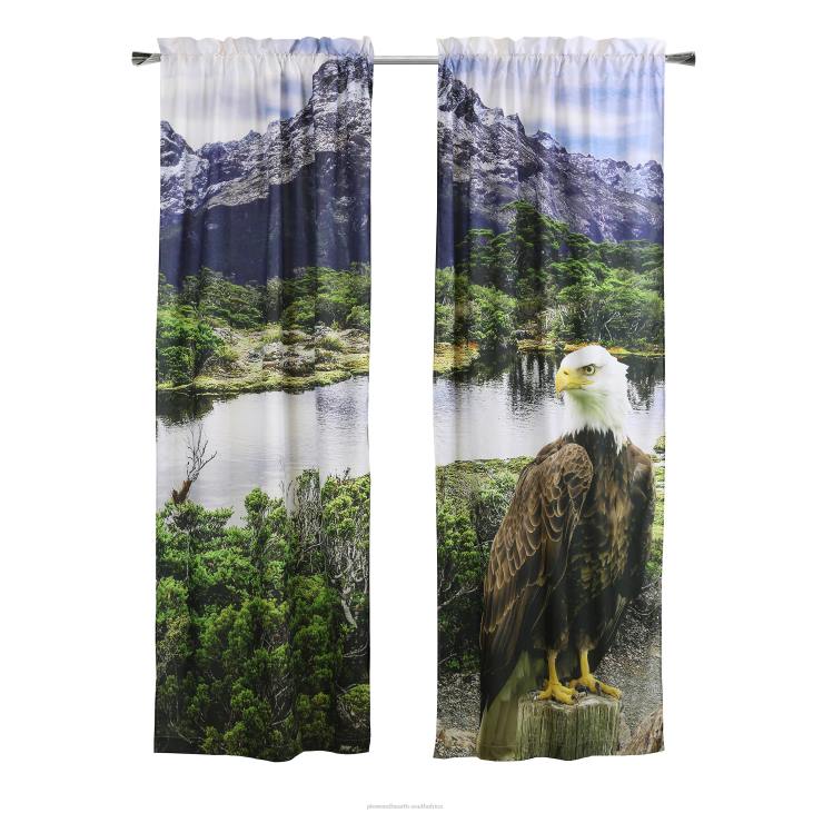 Houseware Plow & Hearth Nature-Inspired Photoreal Rod Pocket Curtain Panels - Bear Scene - 52x 84NFLB2592