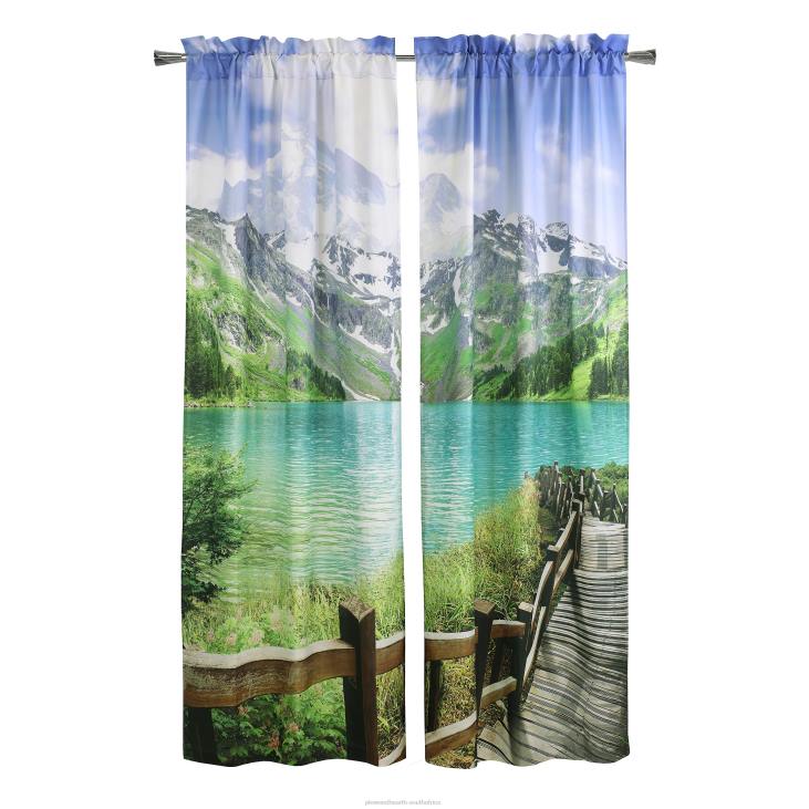 Houseware Plow & Hearth Nature-Inspired Photoreal Rod Pocket Curtain Panels - Bear Scene - 52x 84NFLB2592