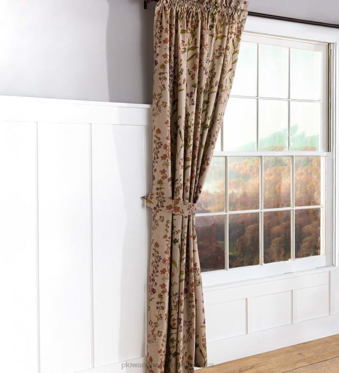 Houseware Plow & Hearth Rockport Floral Linen-Look Curtain Pairs With Tiebacks NFLB2557