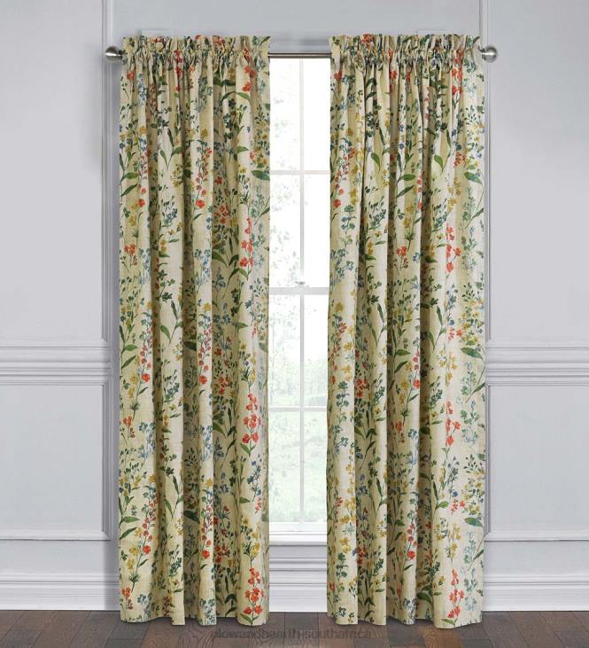 Houseware Plow & Hearth Rockport Floral Linen-Look Curtain Pairs With Tiebacks NFLB2557
