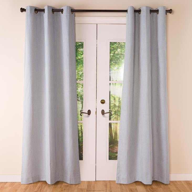 Houseware Plow & Hearth Thermalogic Insulated Ticking Stripe Grommet Top Curtain Pairs NFLB2563