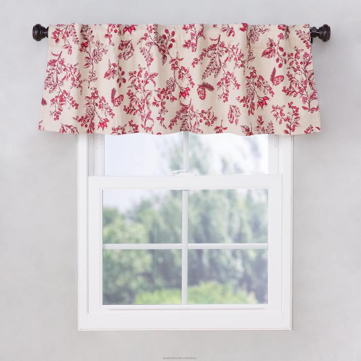 Houseware Plow & Hearth Botanical Toile Insulated Double-Lined Valance, 42 W x 14 L - Cranberry NFLB2620