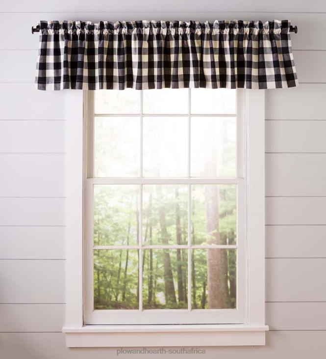 Houseware Plow & Hearth Buffalo Check Rod-Pocket Cotton Valance, 90 W x 14 L - Navy NFLB3127