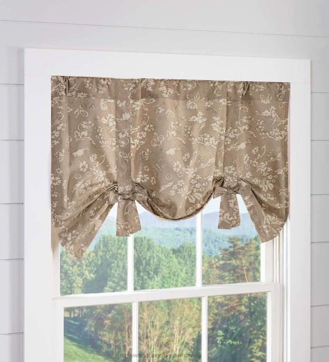 Houseware Plow & Hearth Floral Damask Bow Tie Window Valance - Harvest NFLB2618