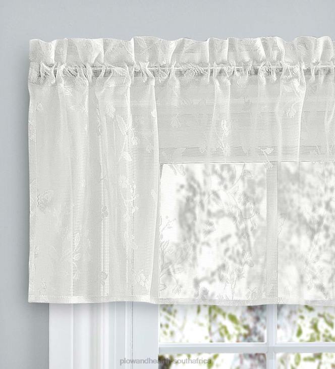 Houseware Plow & Hearth Isabella Lace Tailored Valance, 52 W x 14 L - White NFLB2626