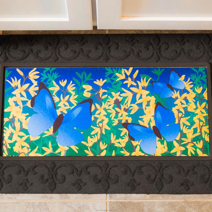 Rugs & Mats Plow & Hearth Embossed Fleur de Lis Sassafras Mat Tray NFLB1508