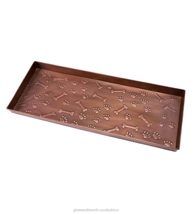 Rugs & Mats Plow & Hearth Embossed Metal Paws and Bones Boot Tray NFLB1968