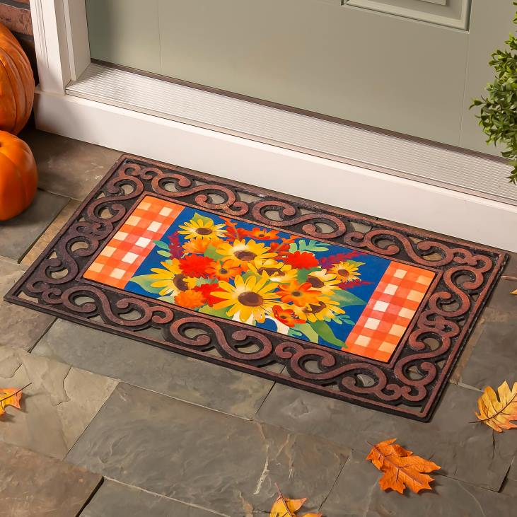 Rugs & Mats Plow & Hearth Fall Floral Bouquet Sassafras Switch Mat NFLB1963