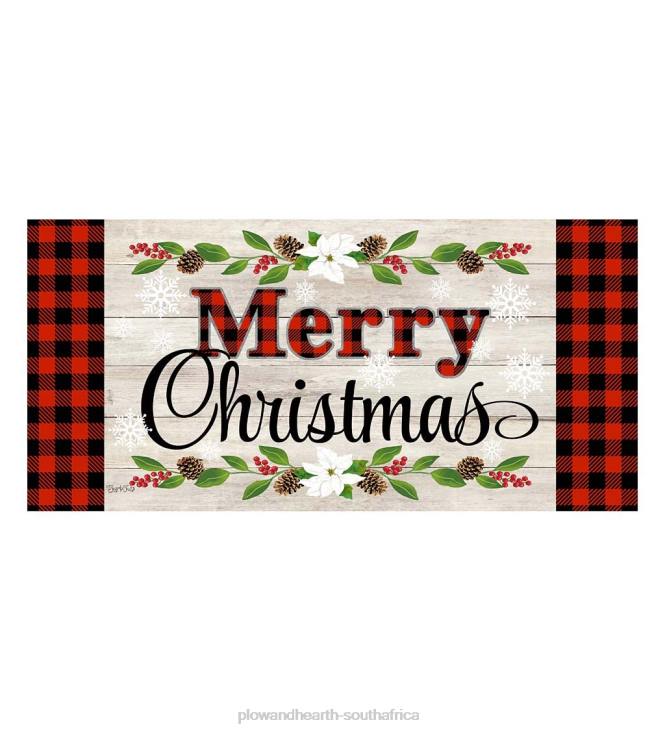 Rugs & Mats Plow & Hearth Merry Christmas Buffalo Plaid Sassafras Switch Mat NFLB1513