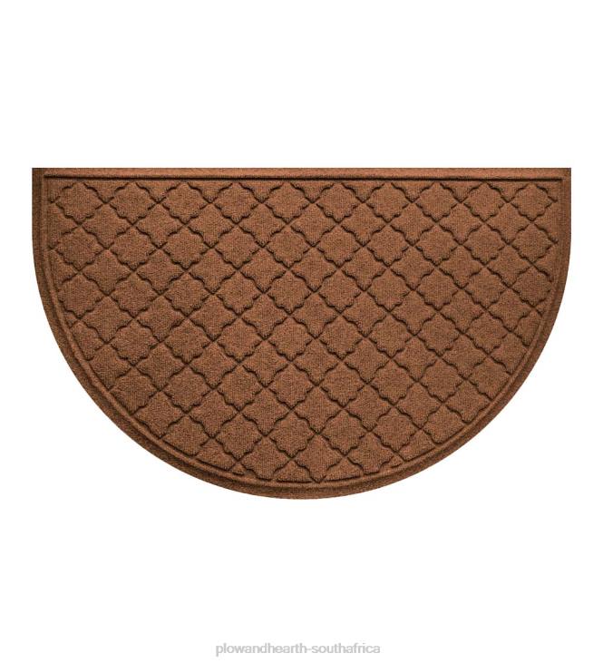 Rugs & Mats Plow & Hearth Waterhog Indoor/Outdoor Geometric Half-Round Doormat, 24x 39- Dark Brown NFLB1933