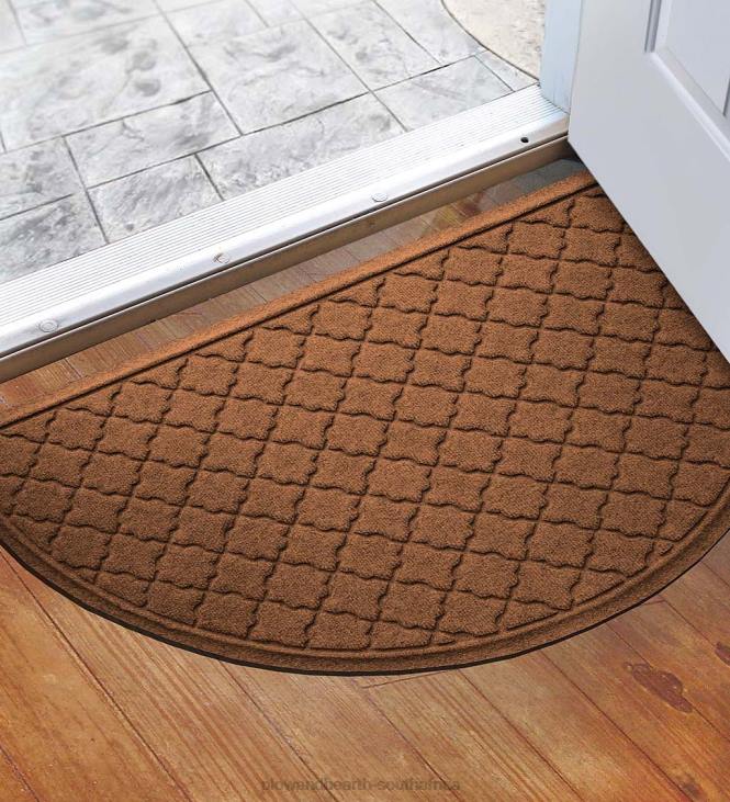 Rugs & Mats Plow & Hearth Waterhog Indoor/Outdoor Geometric Half-Round Doormat, 24x 39- Dark Brown NFLB1933