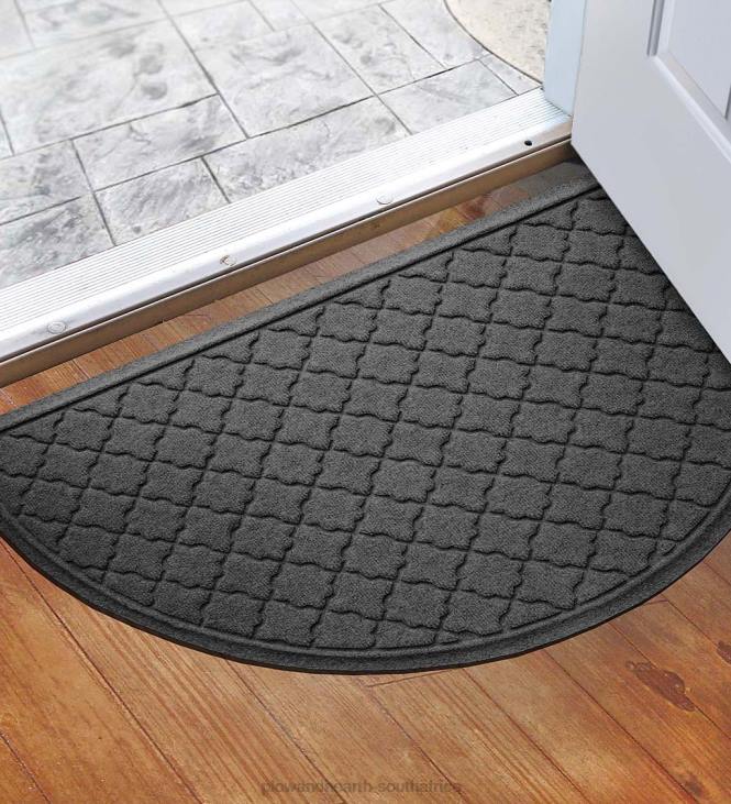 Rugs & Mats Plow & Hearth Waterhog Indoor/Outdoor Geometric Half-Round Doormat, 24x 39- Dark Brown NFLB1933