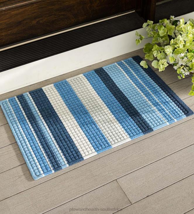 Rugs & Mats Plow & Hearth Waterhog Printed Doormat, Striped Pattern - Blue NFLB1344