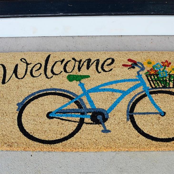 Rugs & Mats Plow & Hearth Welcome Bike with Flowers Coir Mat NFLB1937