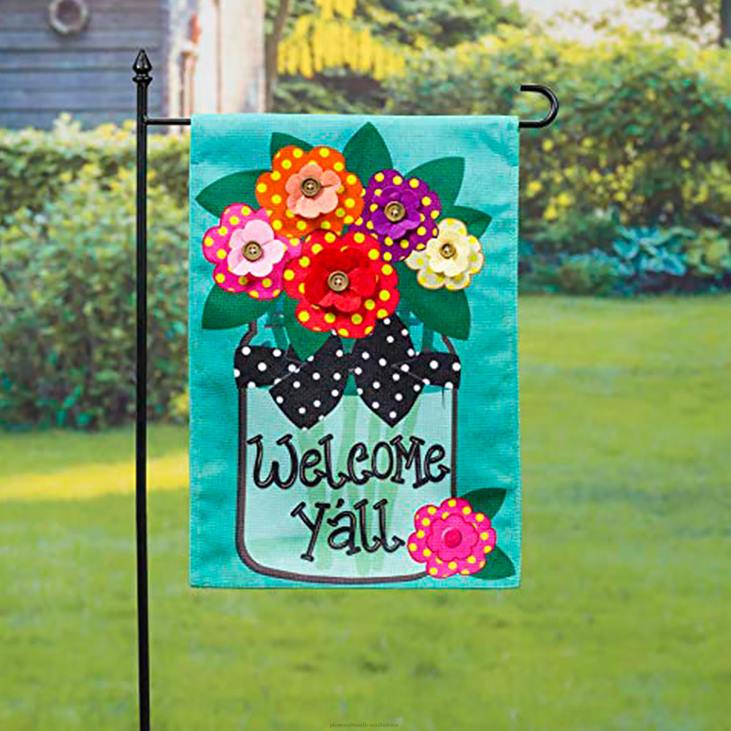 Rugs & Mats Plow & Hearth Welcome Y'all Burlap Garden Flag and Sassafras Mat Set NFLB1966