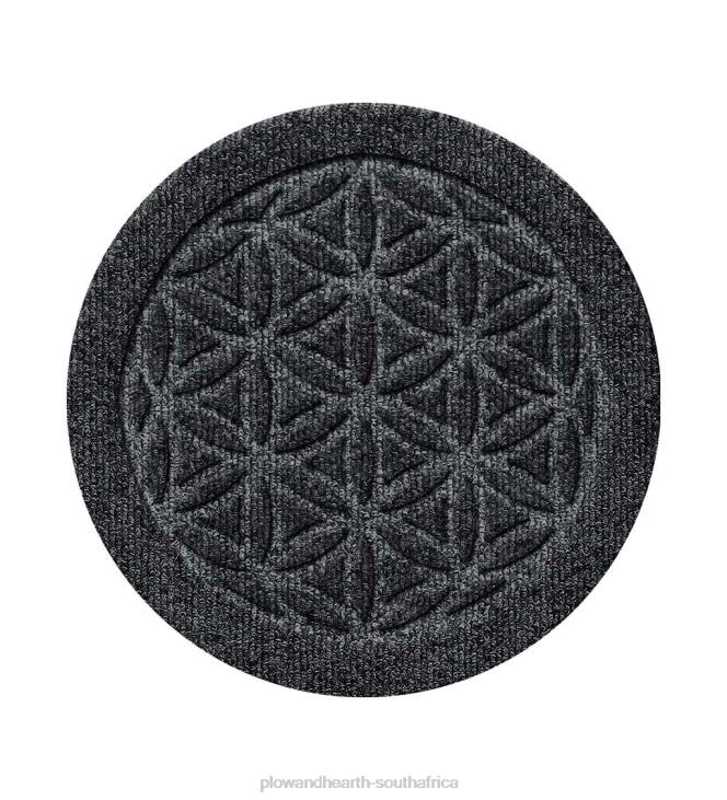 Rugs & Mats Plow & Hearth Waterhog 12Flower of Life Plant Trivets, Set of 2 - Charcoal NFLB1971