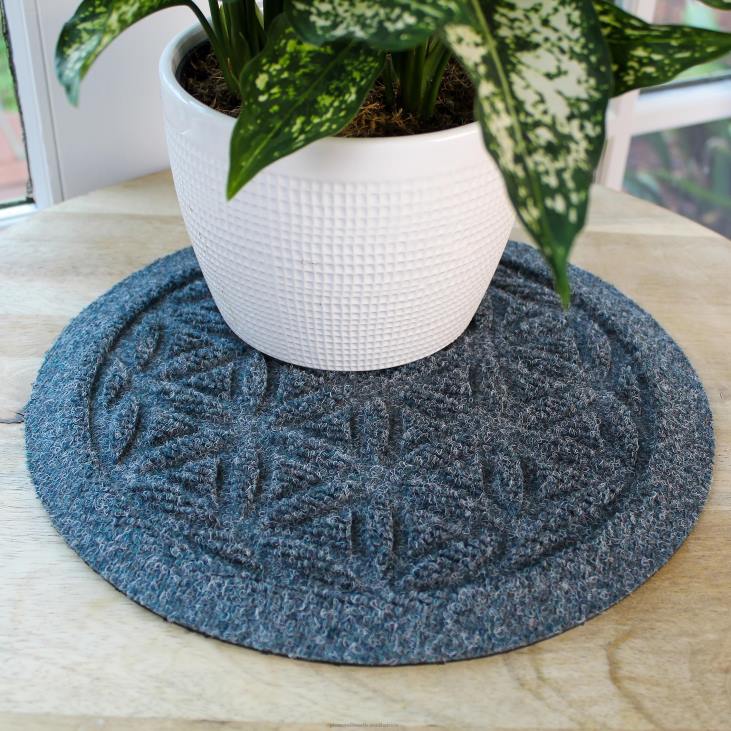 Rugs & Mats Plow & Hearth Waterhog 12Flower of Life Plant Trivets, Set of 2 - Charcoal NFLB1971