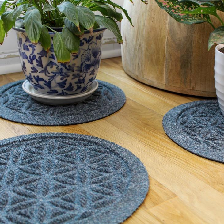 Rugs & Mats Plow & Hearth Waterhog 12Flower of Life Plant Trivets, Set of 2 - Charcoal NFLB1971
