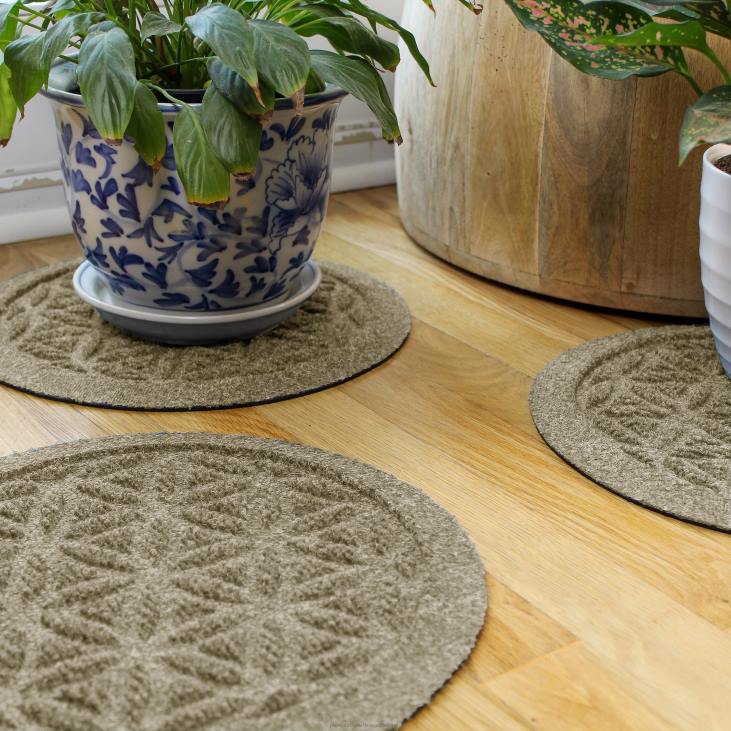 Rugs & Mats Plow & Hearth Waterhog 12Flower of Life Plant Trivets, Set of 2 - Charcoal NFLB1971