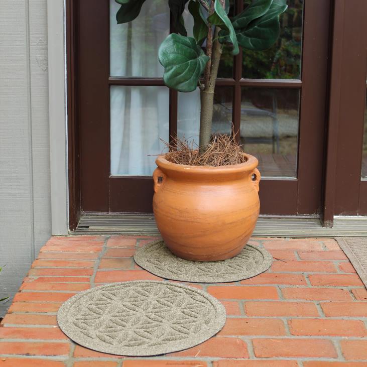 Rugs & Mats Plow & Hearth Waterhog 17Flower of Life Plant Trivets, Set of 2 - Charcoal NFLB1970
