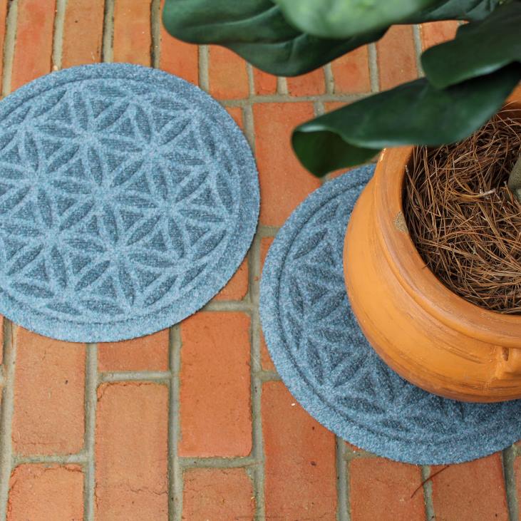 Rugs & Mats Plow & Hearth Waterhog 17Flower of Life Plant Trivets, Set of 2 - Charcoal NFLB1970