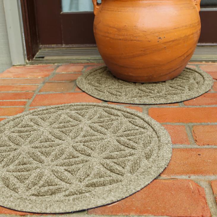 Rugs & Mats Plow & Hearth Waterhog 17Flower of Life Plant Trivets, Set of 2 - Charcoal NFLB1970