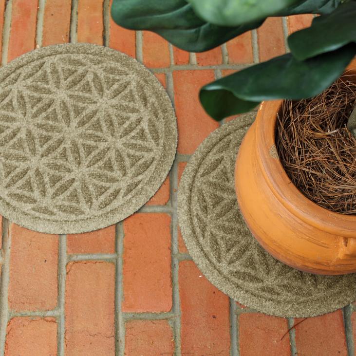 Rugs & Mats Plow & Hearth Waterhog 17Flower of Life Plant Trivets, Set of 2 - Charcoal NFLB1970