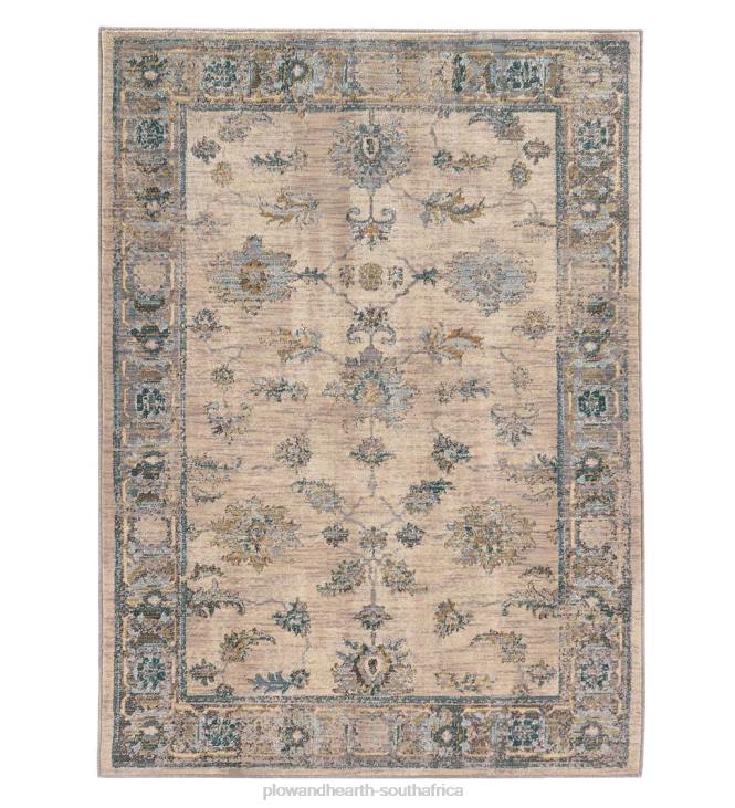 Rugs & Mats Plow & Hearth Covington Ivory and Blue Antiqued Floral Rug NFLB1773
