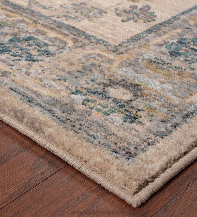 Rugs & Mats Plow & Hearth Covington Ivory and Blue Antiqued Floral Rug NFLB1773