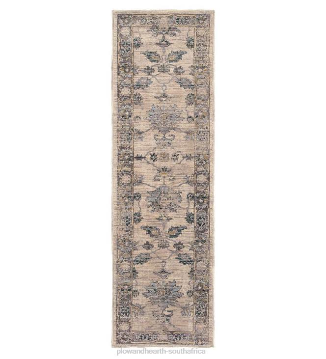 Rugs & Mats Plow & Hearth Covington Ivory and Blue Antiqued Floral Rug NFLB1773