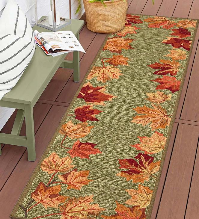Rugs & Mats Plow & Hearth Indoor/Outdoor Falling Leaves Border Rug NFLB1790