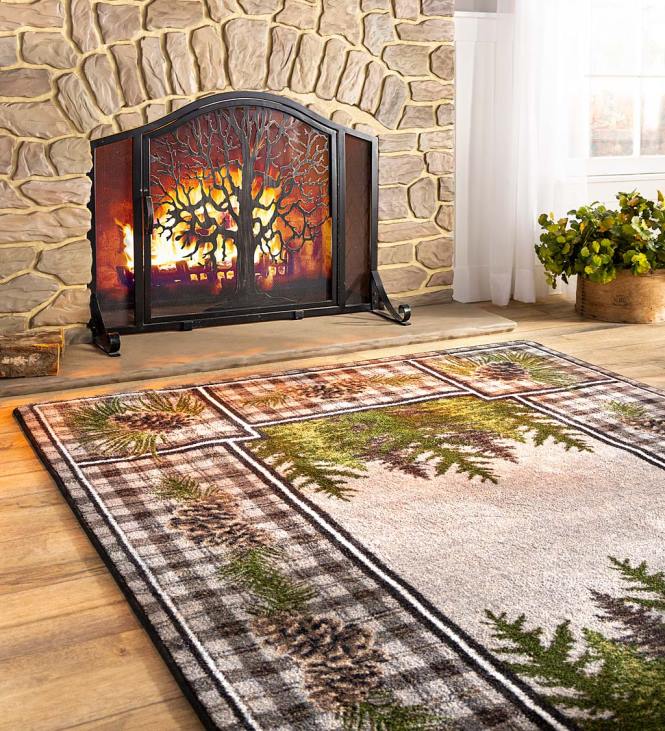 Rugs & Mats Plow & Hearth Pine Cone Valley Plaid EnduraStran Area Rug NFLB1762